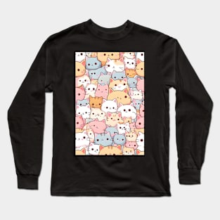 Cute Kawaii cat pattern Long Sleeve T-Shirt